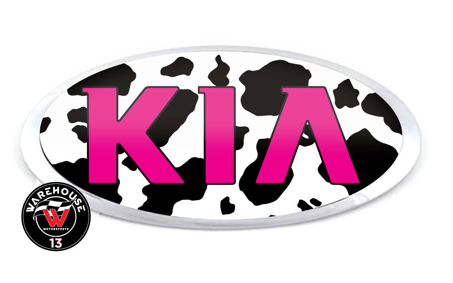 KIA COW PRINT HOT PINK OVERLAY EMBLEM DECALS